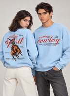 Outlaw Cowboy Crewneck Sweatshirt — Baby Blue