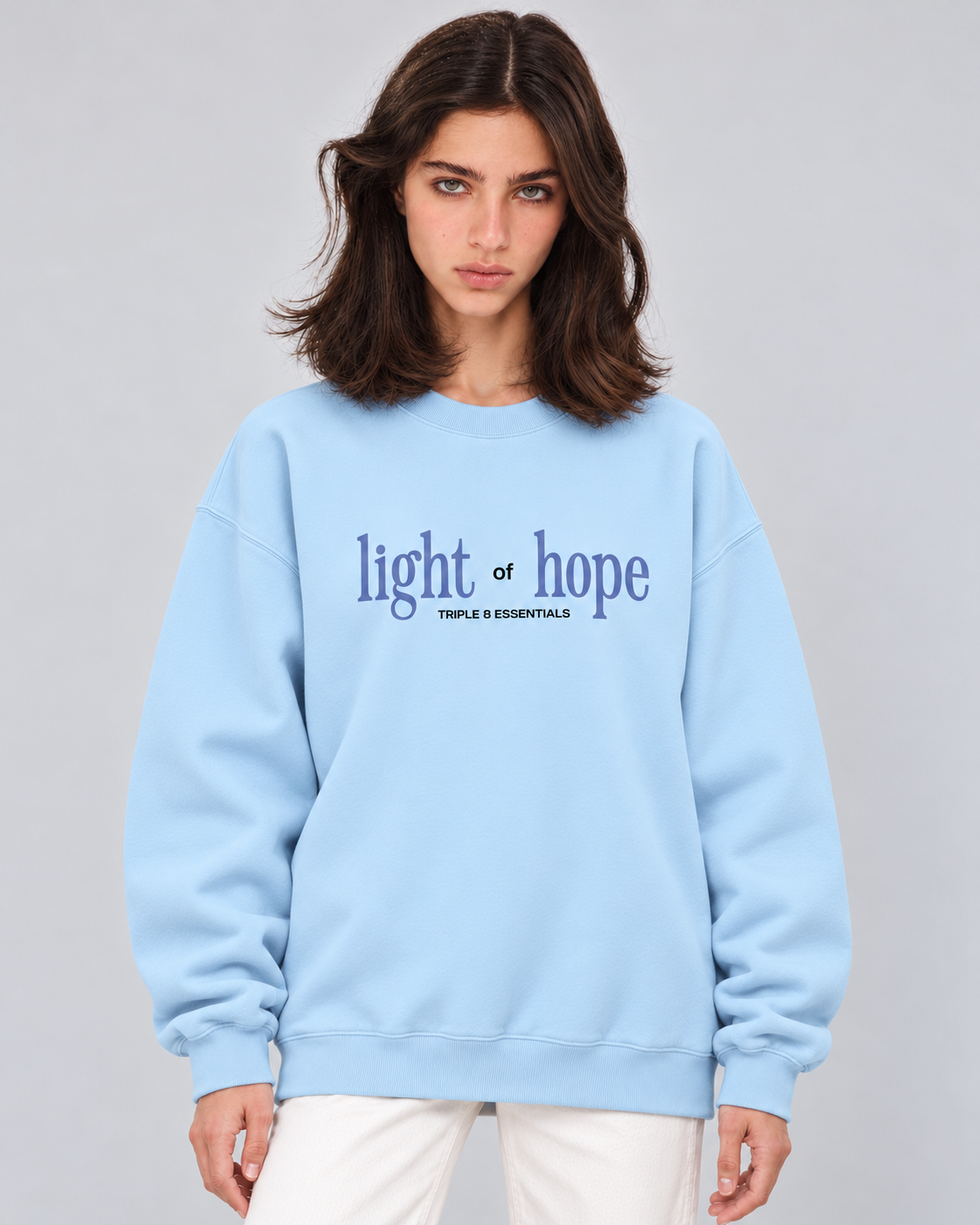 Light of Hope Crewneck Sweatshirt — Baby Blue