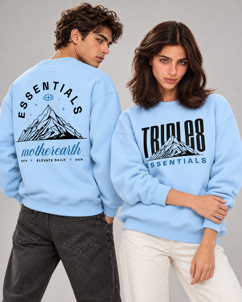 Mother Earth Crewneck Sweatshirt — Baby Blue