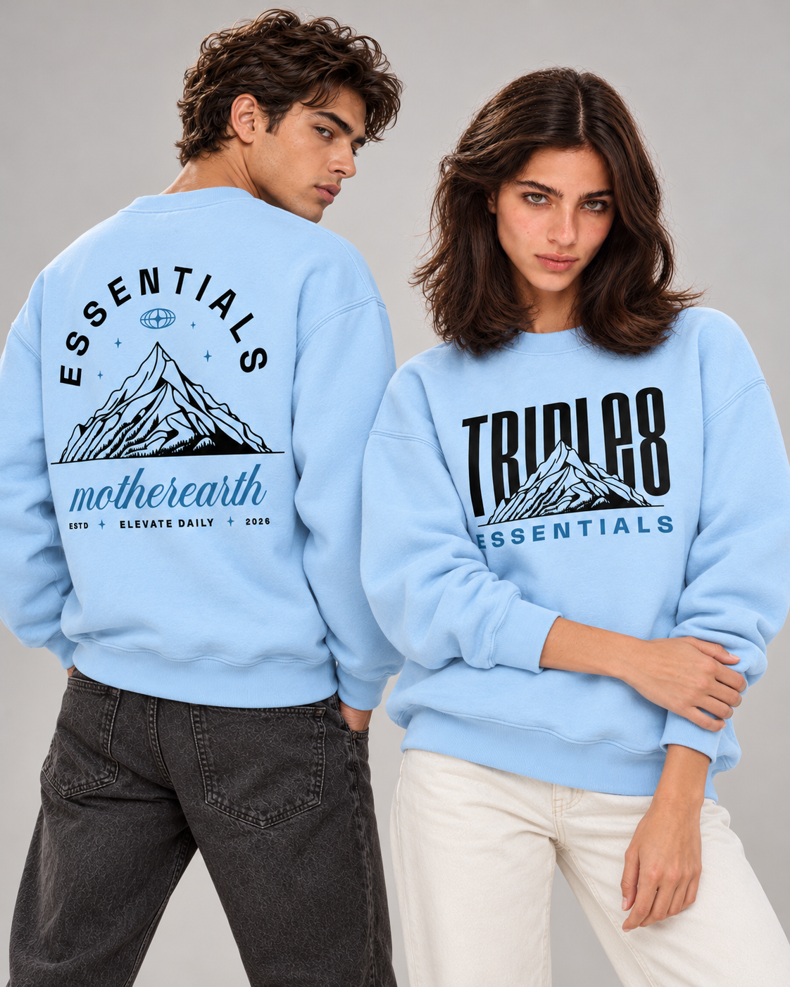 Mother Earth Crewneck Sweatshirt — Baby Blue