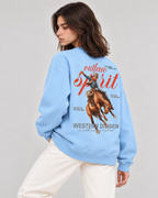 Outlaw Cowboy Crewneck Sweatshirt — Baby Blue