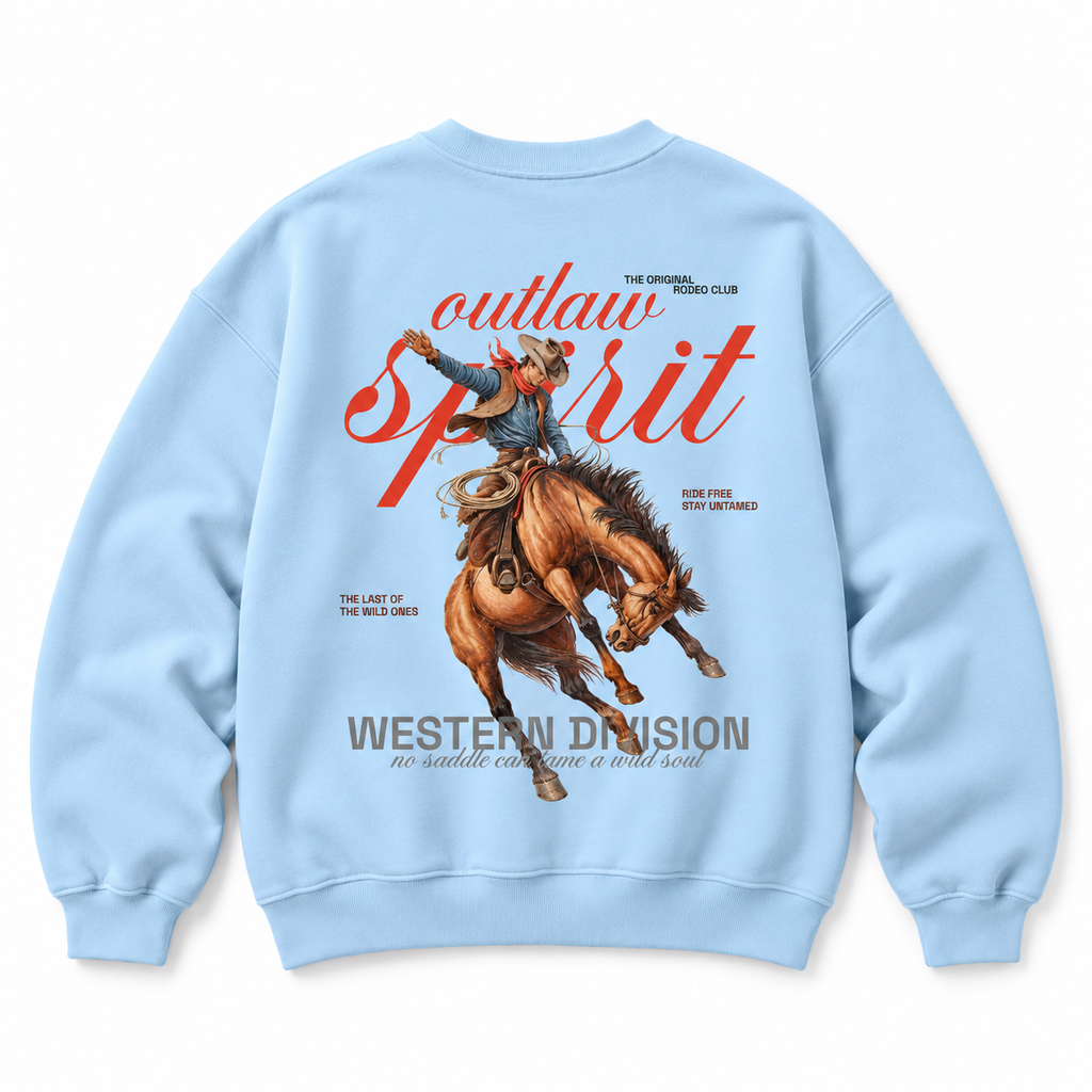Outlaw Cowboy Crewneck Sweatshirt — Baby Blue