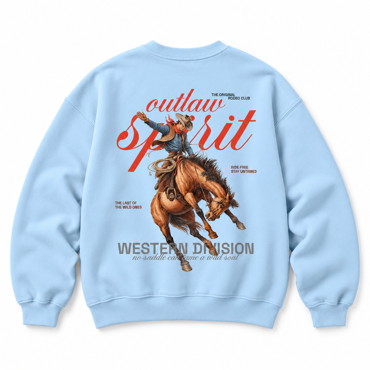 Outlaw Cowboy Crewneck Sweatshirt — Baby Blue