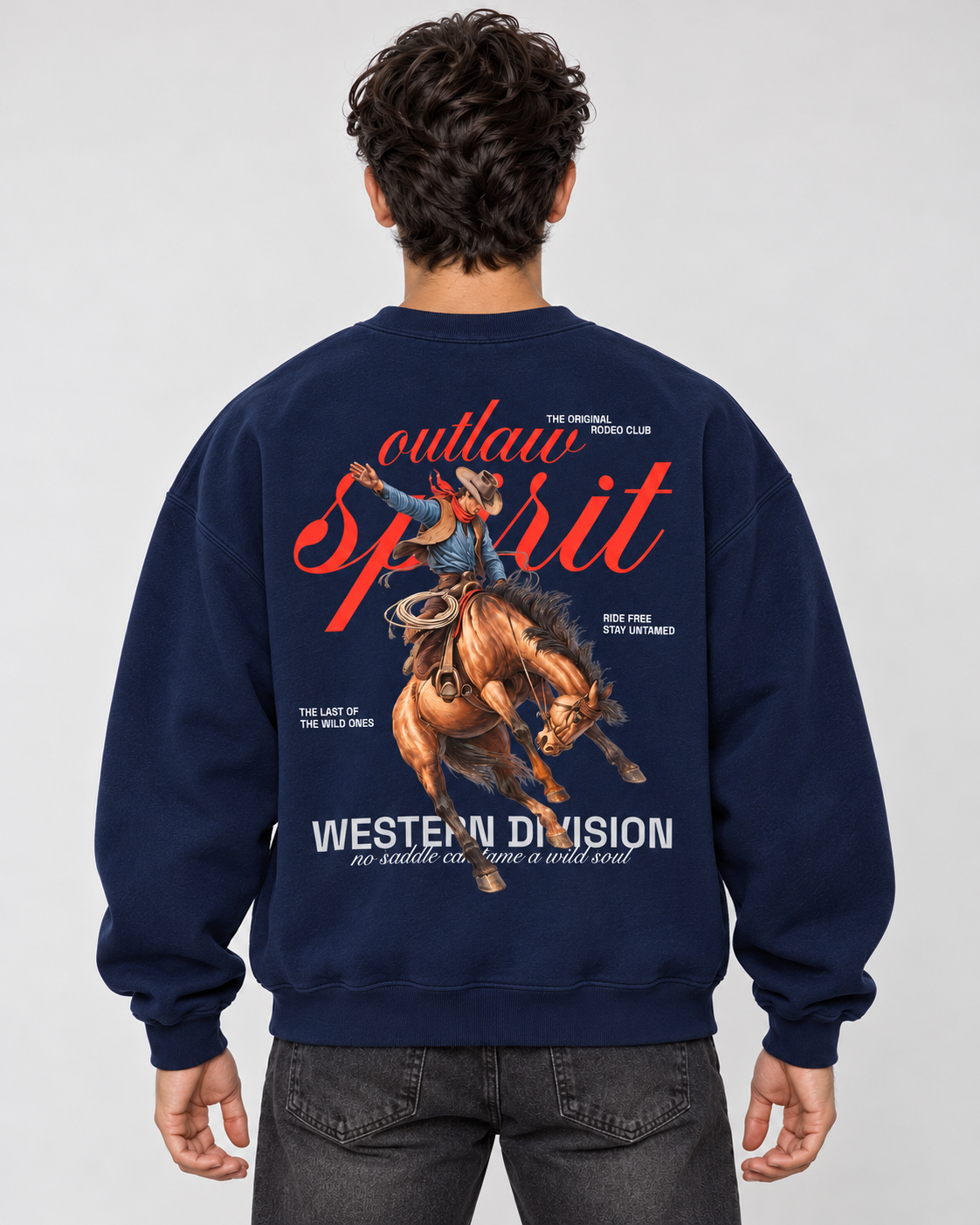 Outlaw Cowboy Crewneck Sweatshirt — Navy
