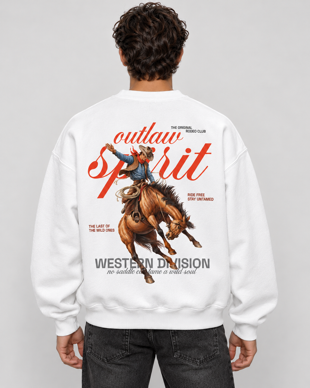 Outlaw Cowboy Crewneck Sweatshirt — White