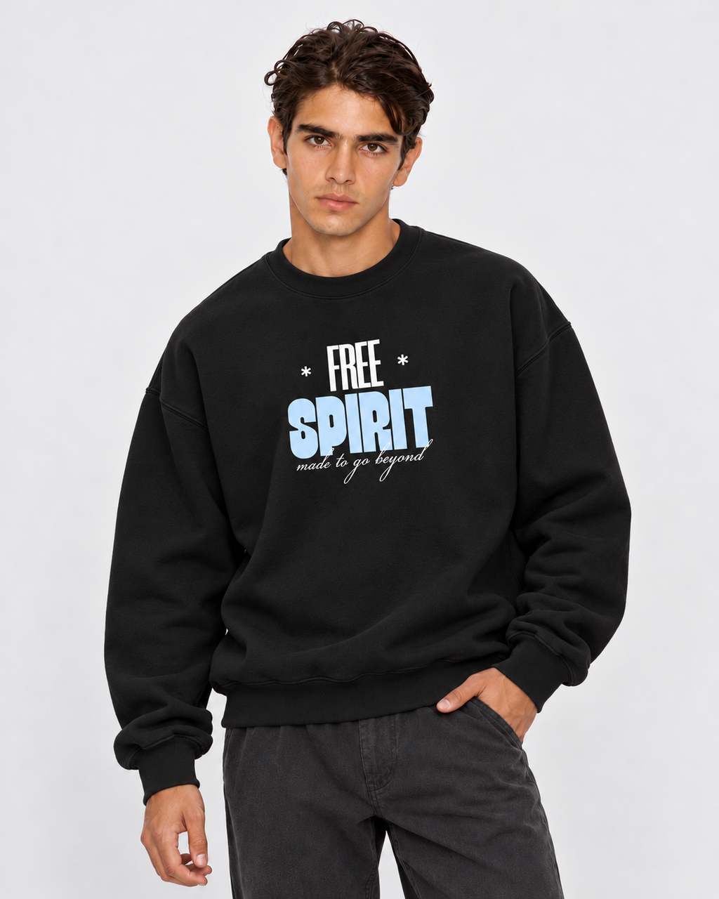 Free Spirit Crewneck Sweatshirt — Black