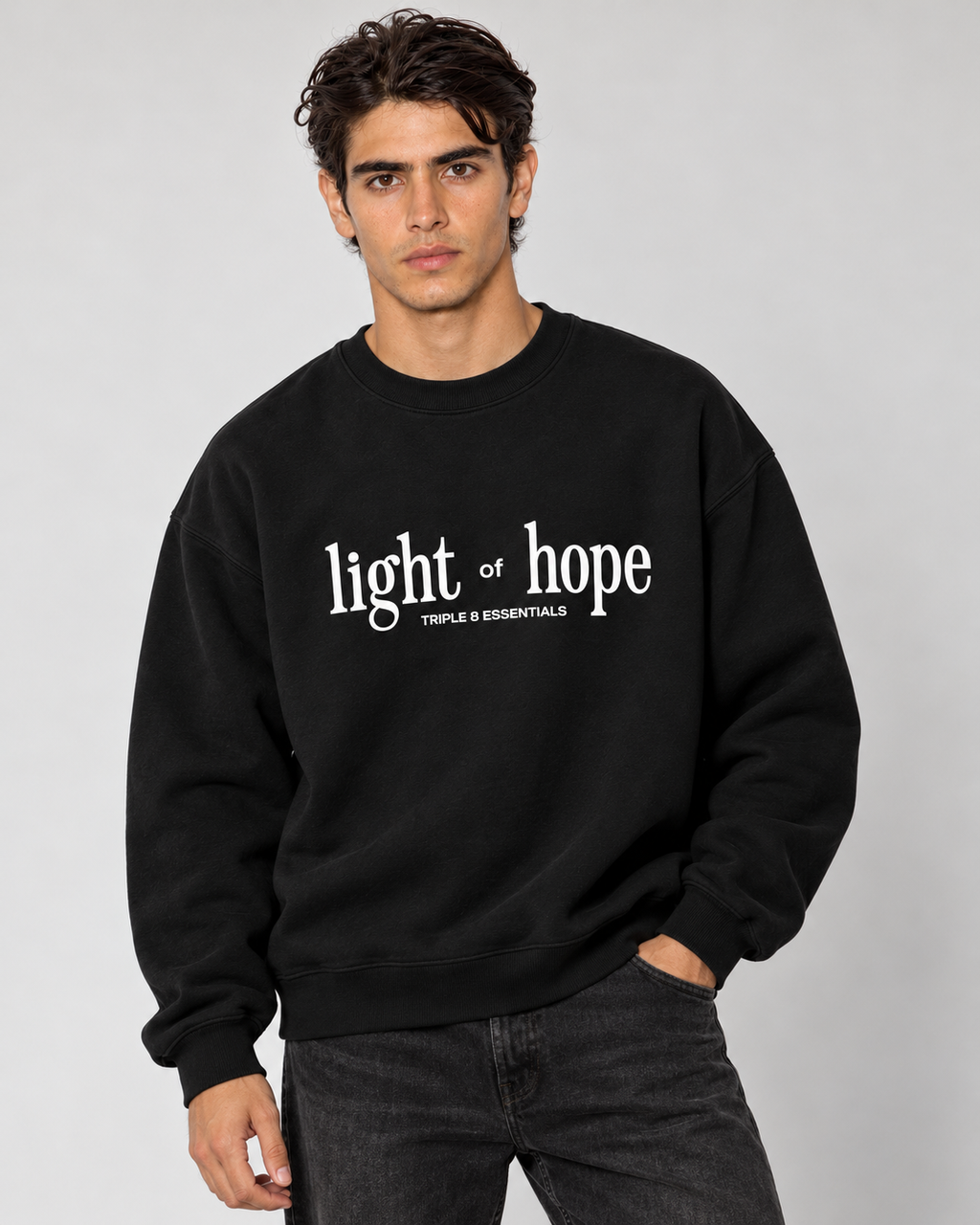 Light of Hope Crewneck Sweatshirt — Black