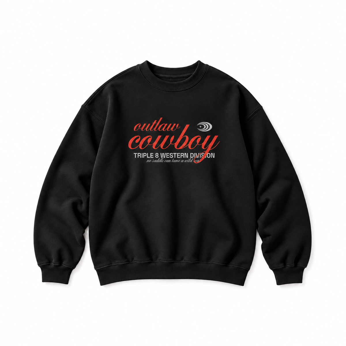 Outlaw Cowboy Crewneck Sweatshirt — Black