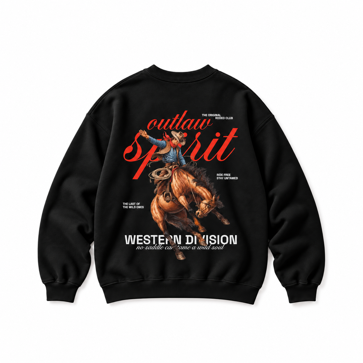 Outlaw Cowboy Crewneck Sweatshirt — Black