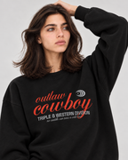 Outlaw Cowboy Crewneck Sweatshirt — Black