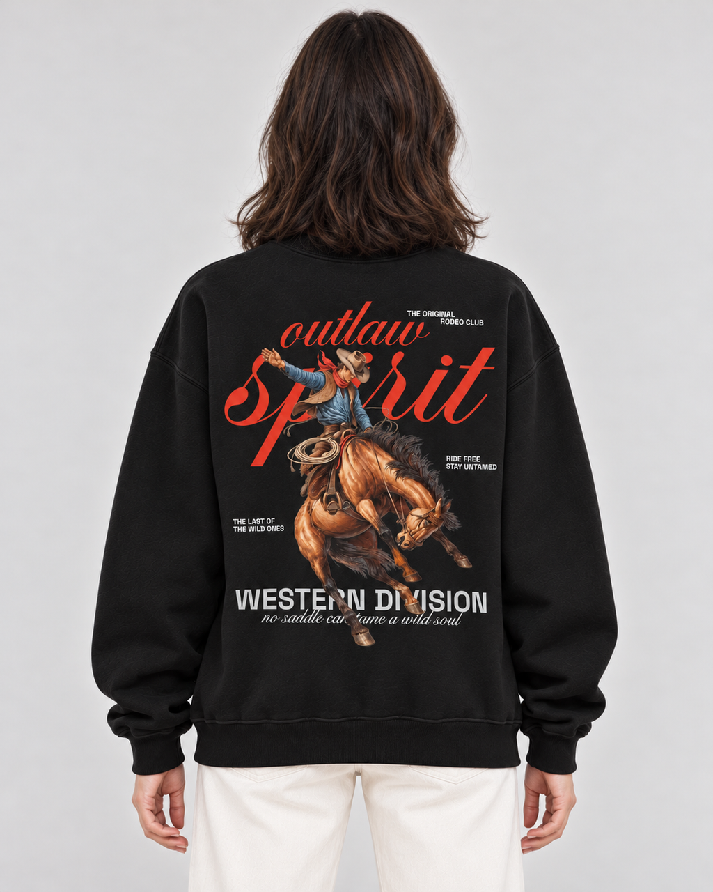 Outlaw Cowboy Crewneck Sweatshirt — Black
