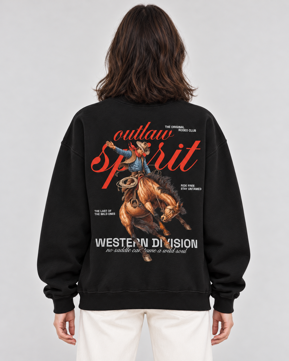 Outlaw Cowboy Crewneck Sweatshirt — Black