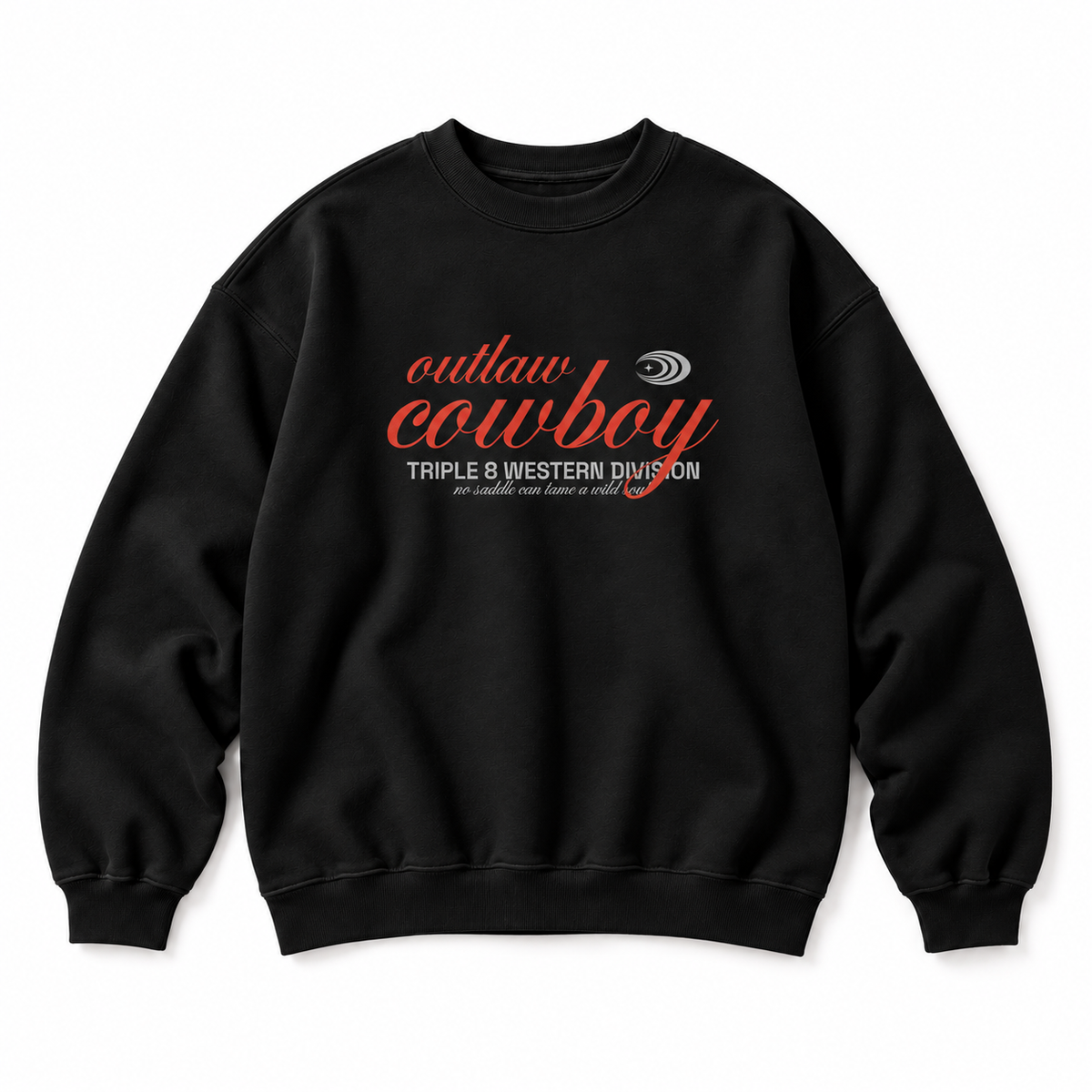Outlaw Cowboy Crewneck Sweatshirt — Black