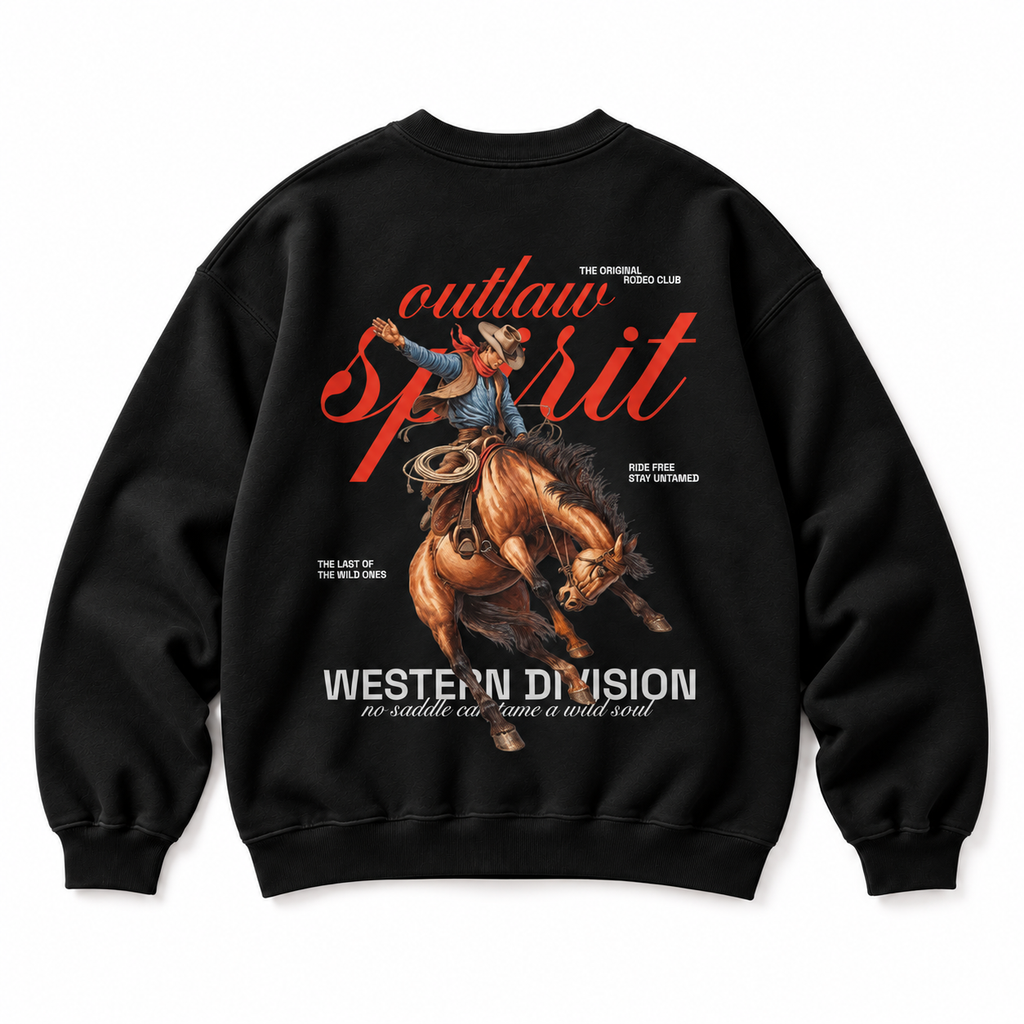 Outlaw Cowboy Crewneck Sweatshirt — Black
