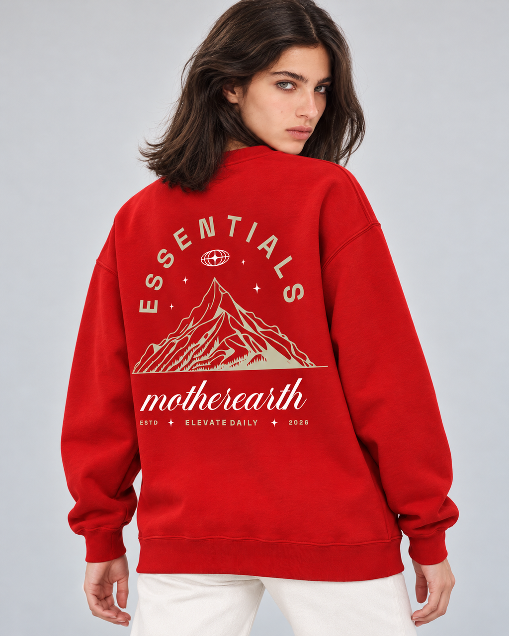 Mother Earth Crewneck Sweatshirt — Red