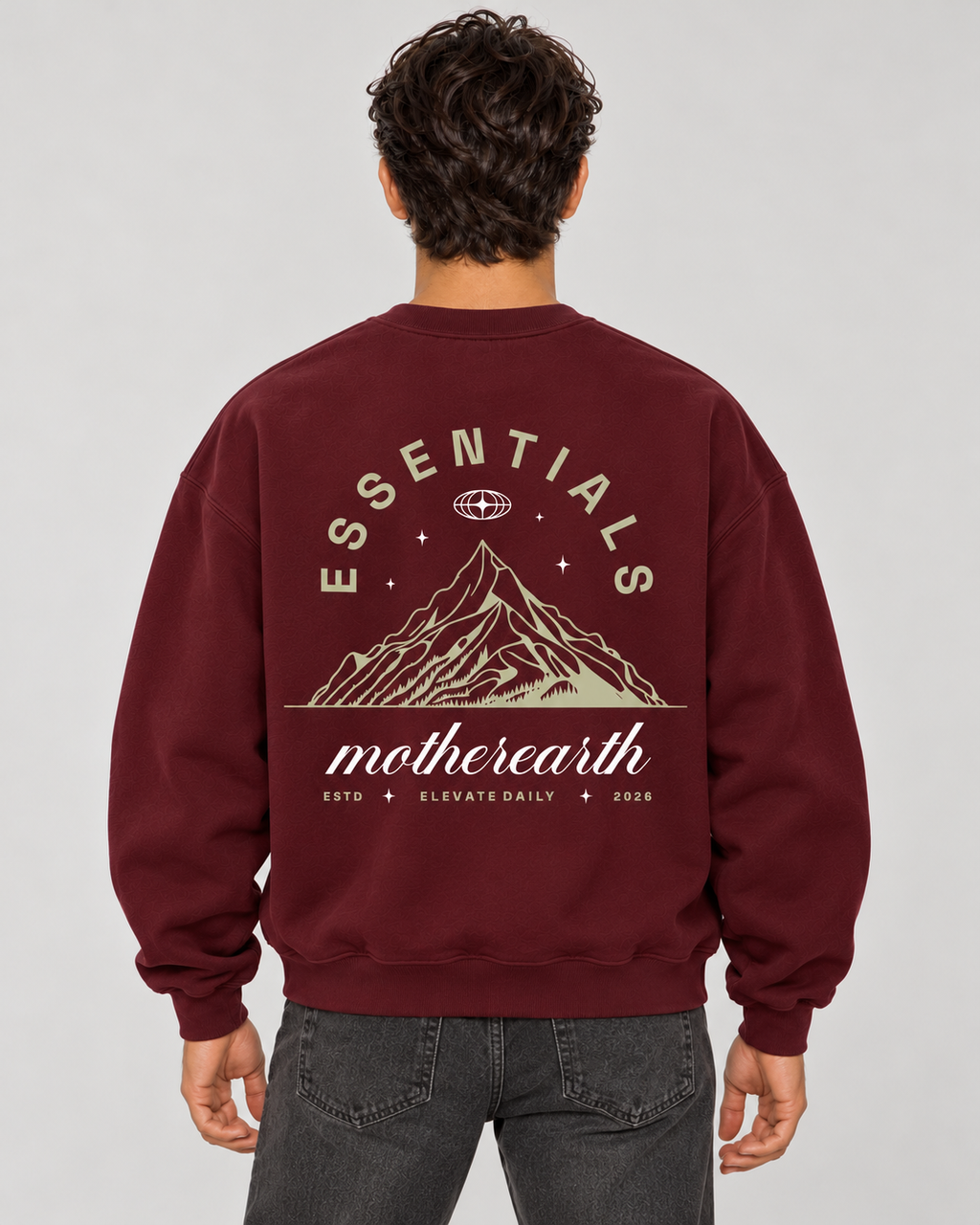 Mother Earth Crewneck Sweatshirt — Burgundy
