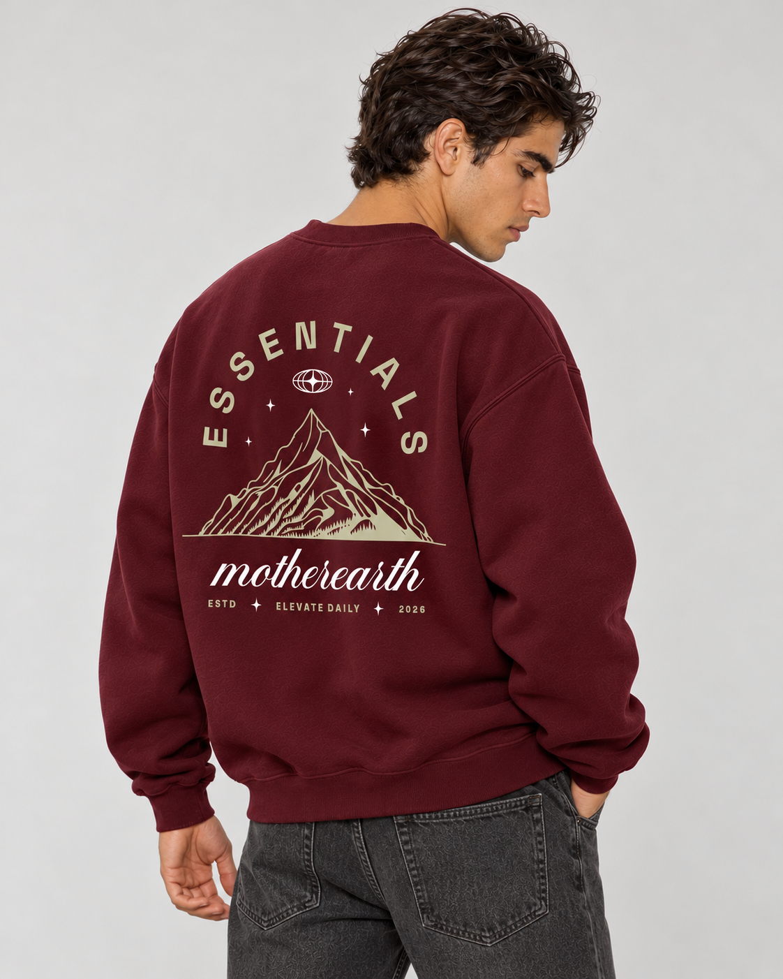 Mother Earth Crewneck Sweatshirt — Burgundy