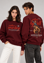 Outlaw Cowboy Crewneck Sweatshirt — Burgundy
