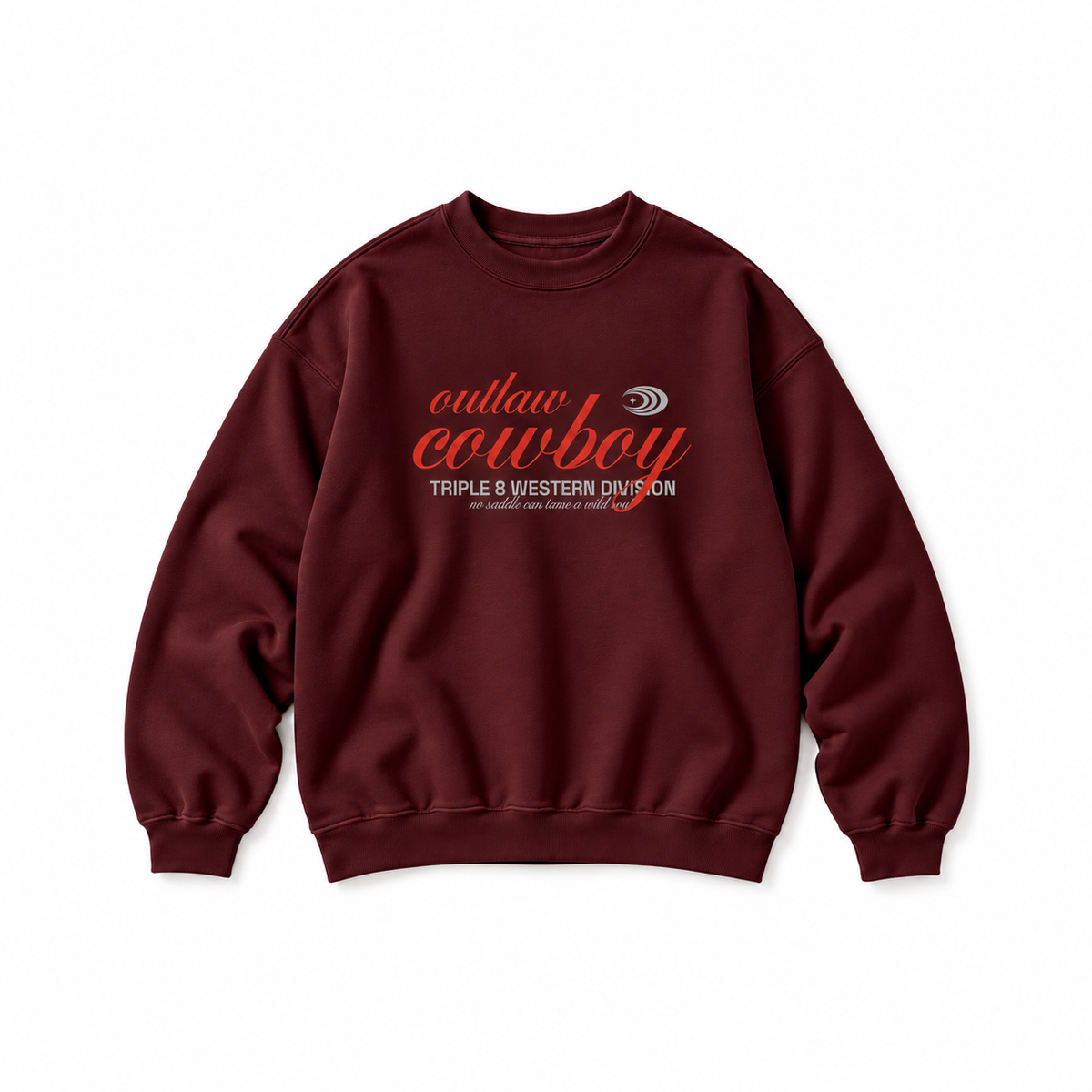 Outlaw Cowboy Crewneck Sweatshirt — Burgundy