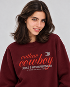 Outlaw Cowboy Crewneck Sweatshirt — Burgundy