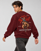 Outlaw Cowboy Crewneck Sweatshirt — Burgundy
