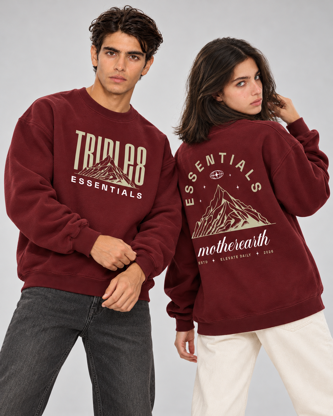 Mother Earth Crewneck Sweatshirt — Burgundy