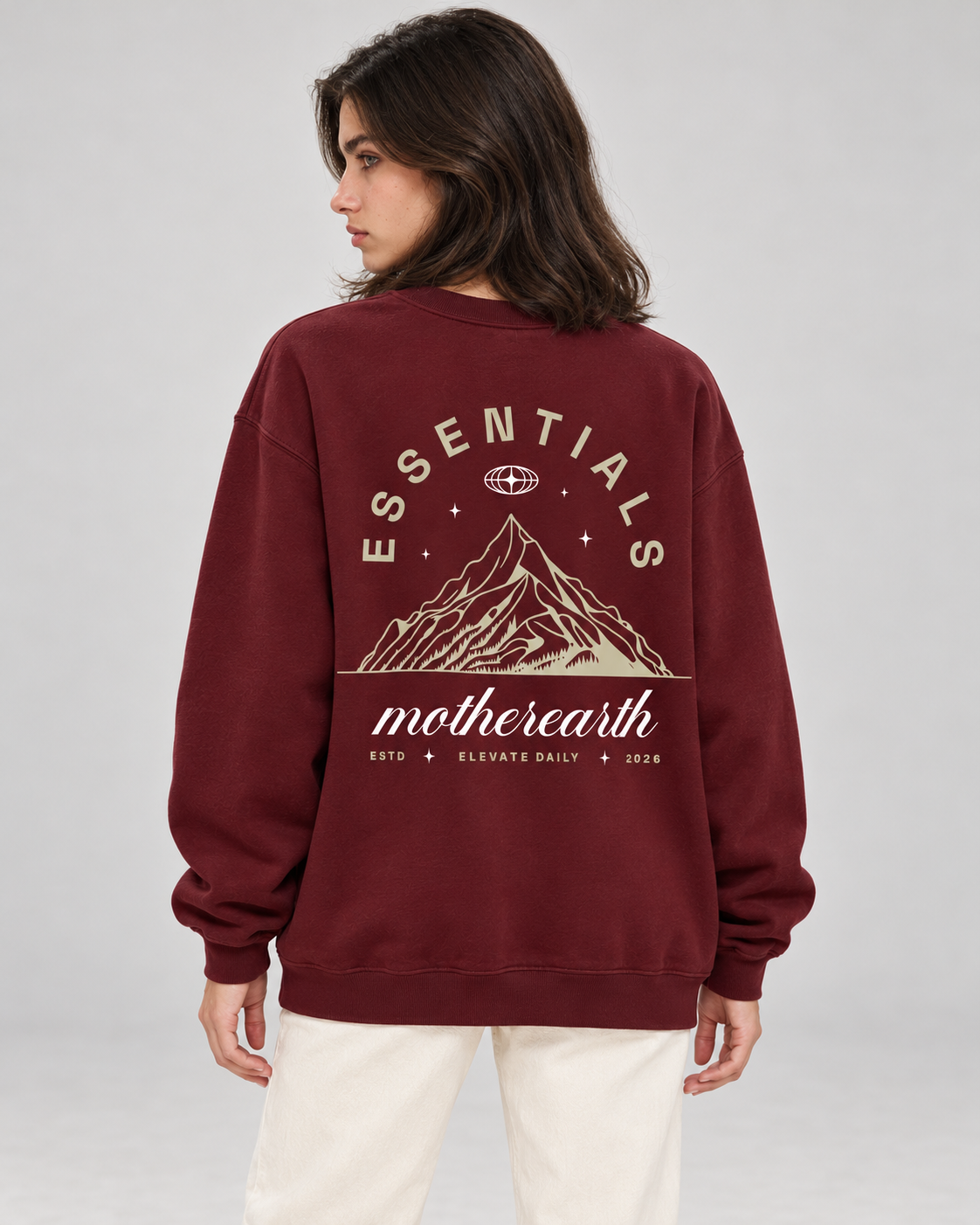 Mother Earth Crewneck Sweatshirt — Burgundy