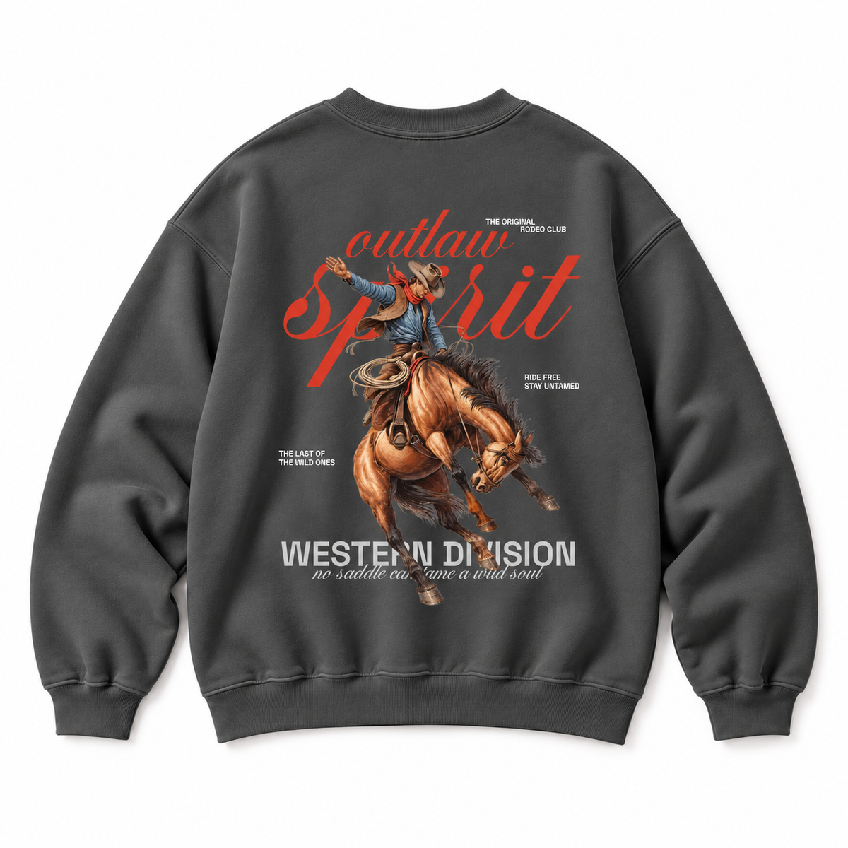 Outlaw Cowboy Crewneck Sweatshirt — Charcoal