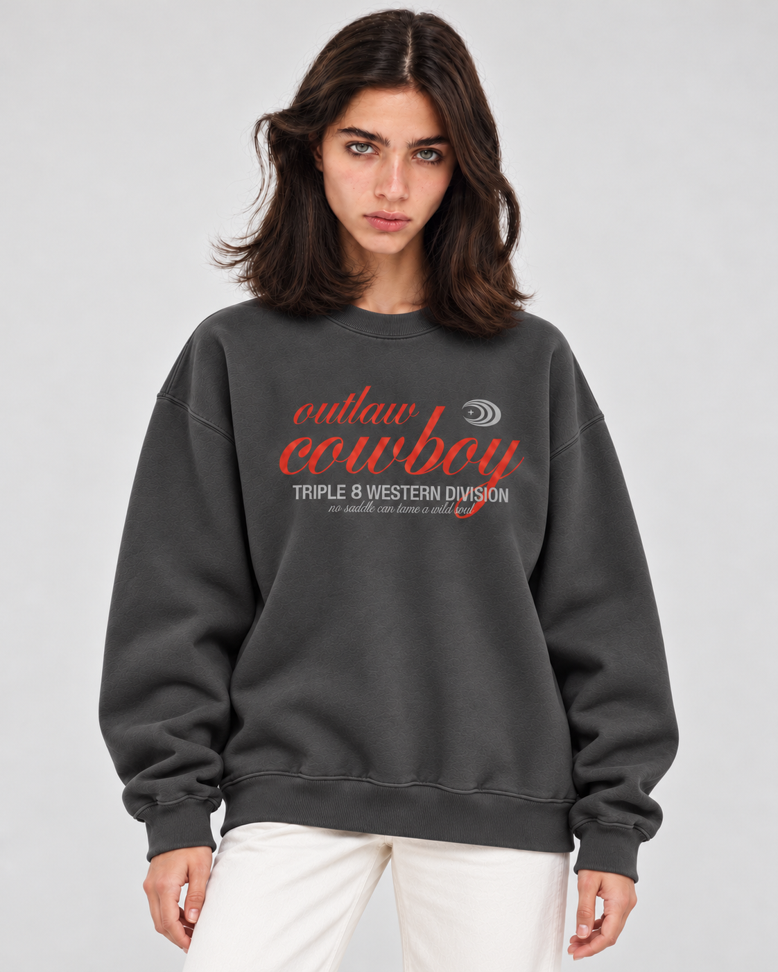 Outlaw Cowboy Crewneck Sweatshirt — Charcoal