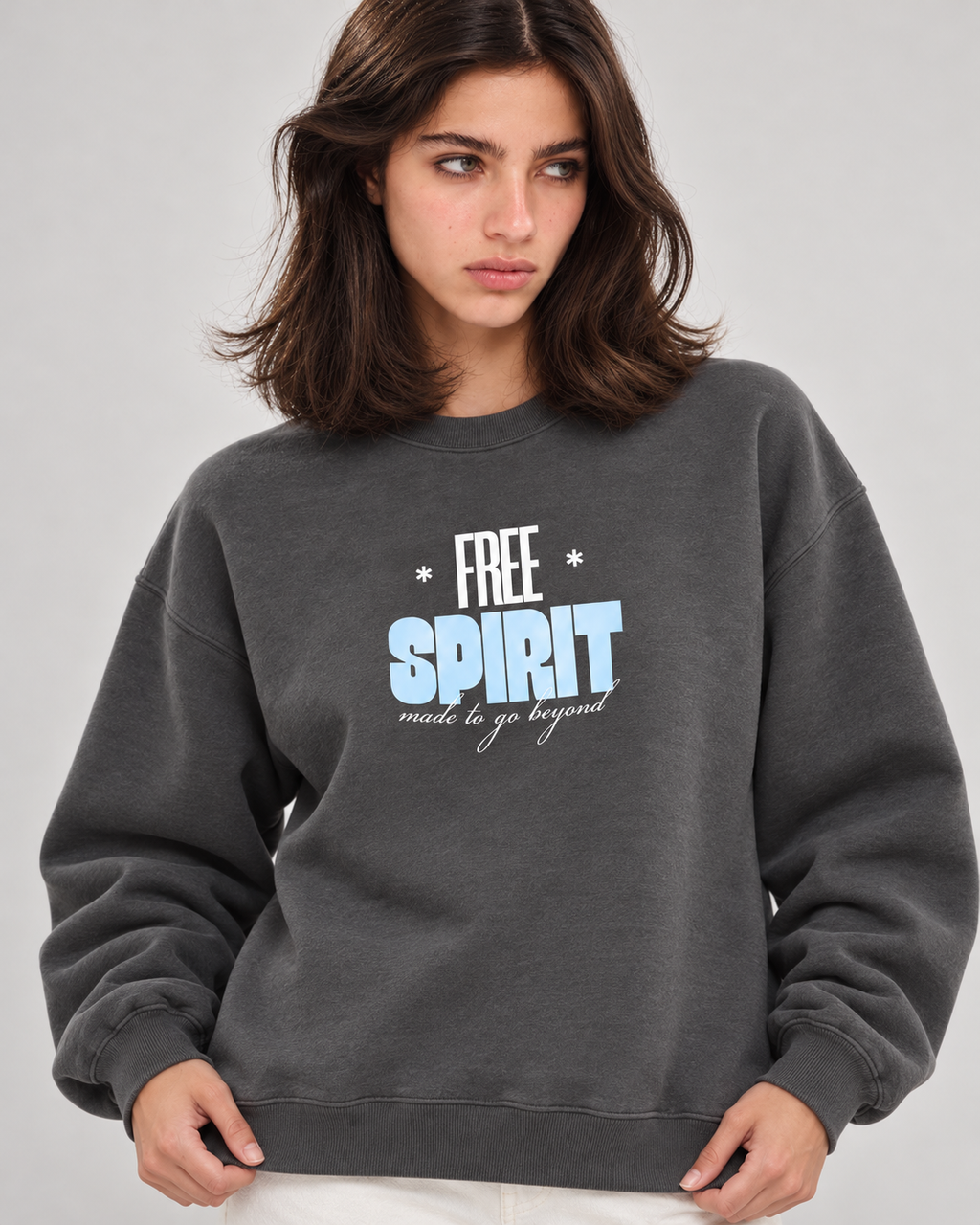 Free Spirit Crewneck Sweatshirt — Charcoal