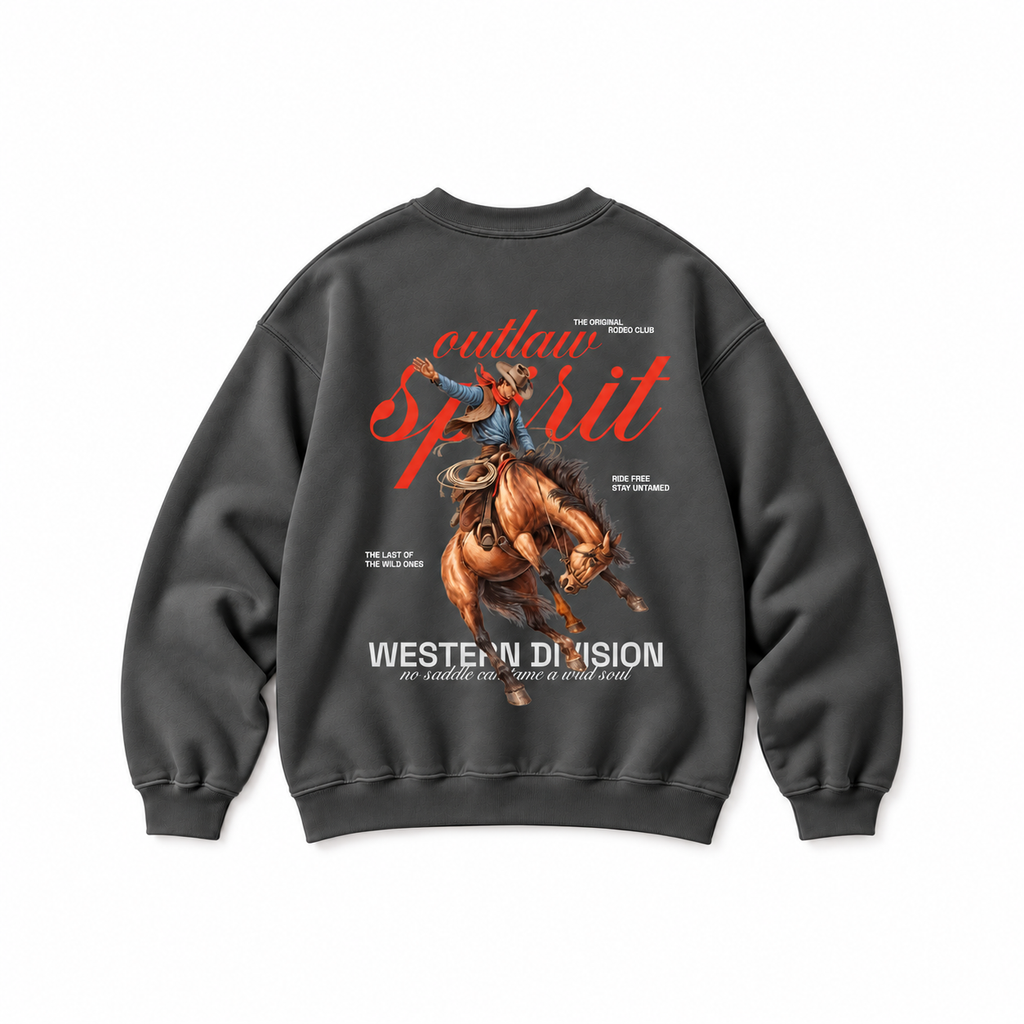 Outlaw Cowboy Crewneck Sweatshirt — Charcoal