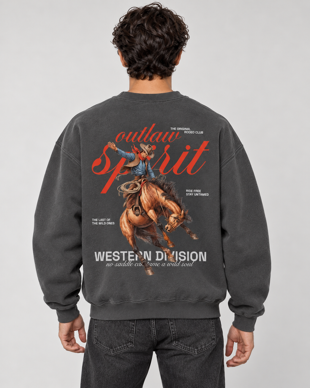 Outlaw Cowboy Crewneck Sweatshirt — Charcoal