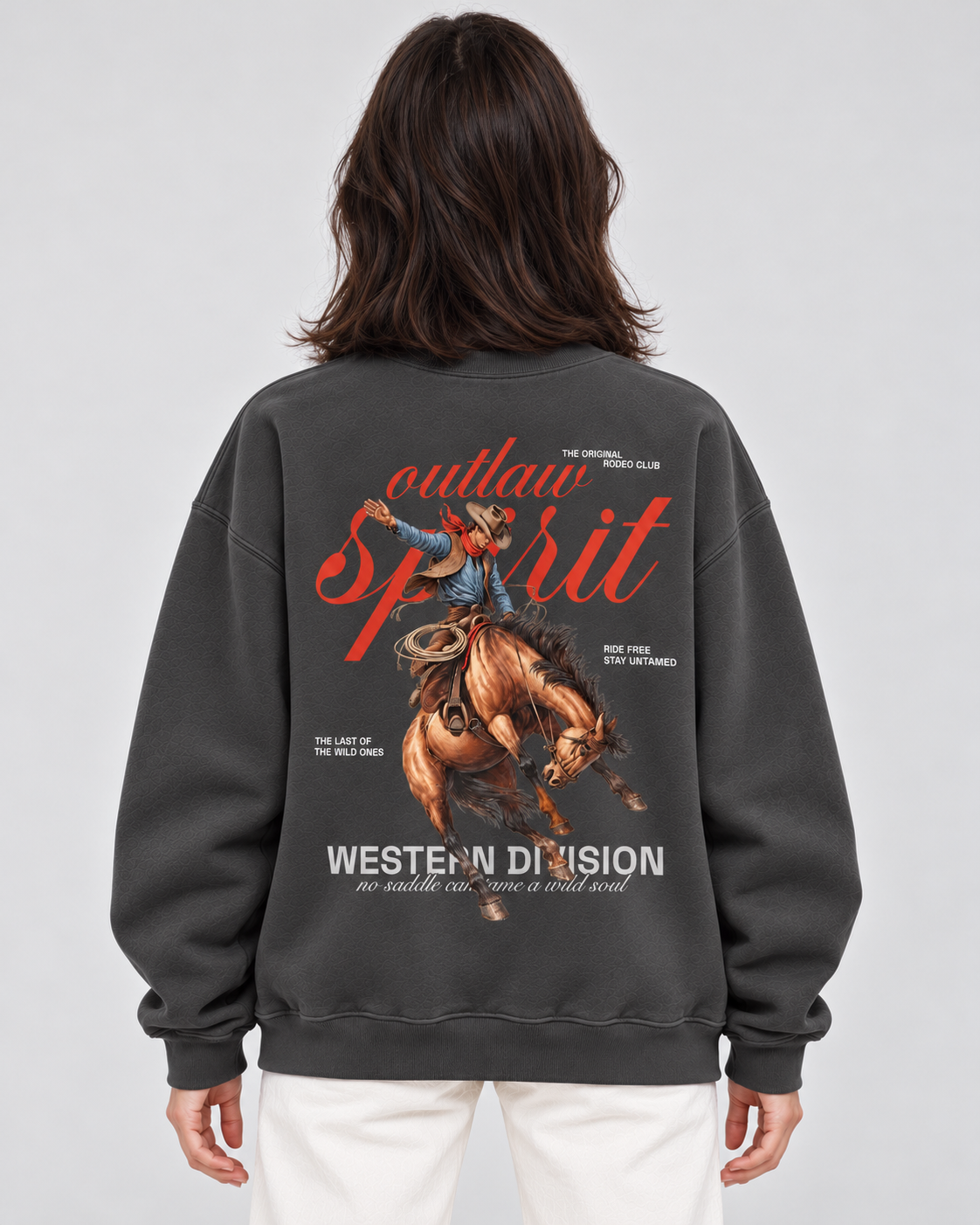 Outlaw Cowboy Crewneck Sweatshirt — Charcoal