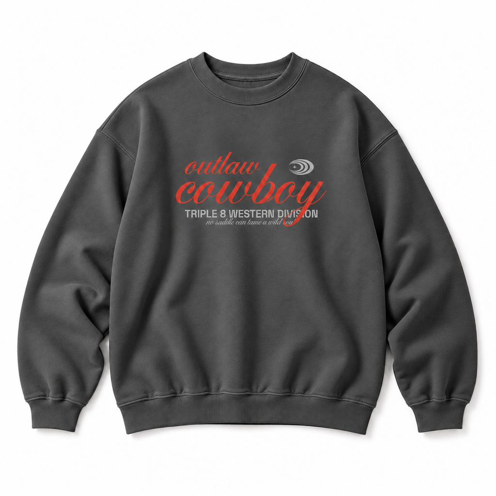 Outlaw Cowboy Crewneck Sweatshirt — Charcoal