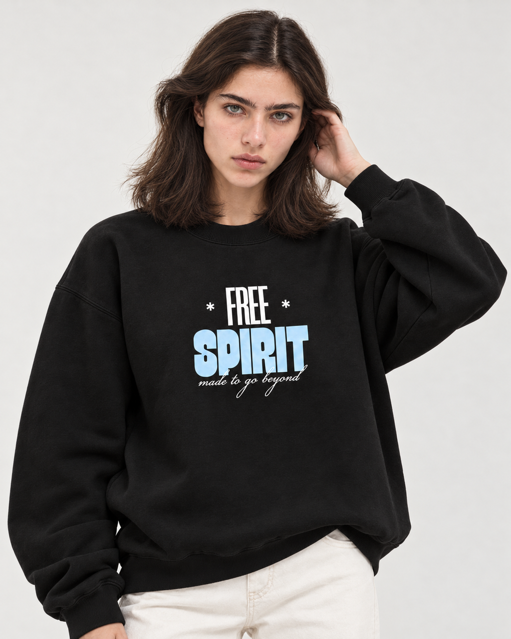 Free Spirit Crewneck Sweatshirt — Black