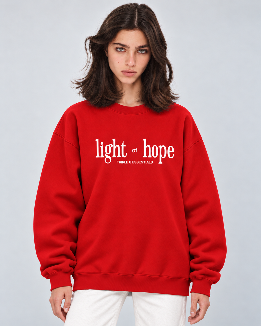Light of Hope Crewneck Sweatshirt — Red