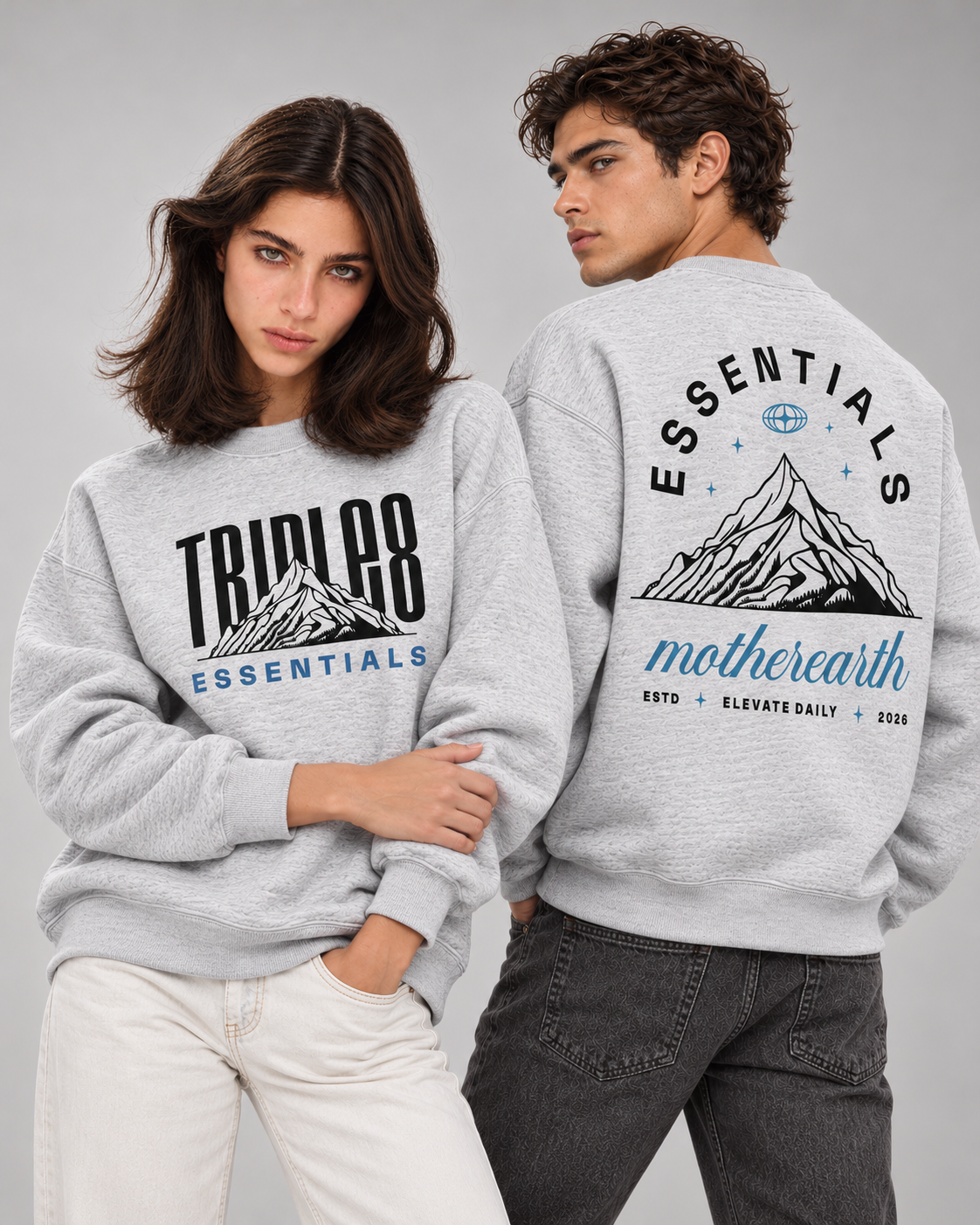 Mother Earth Crewneck Sweatshirt — Light Heather Grey