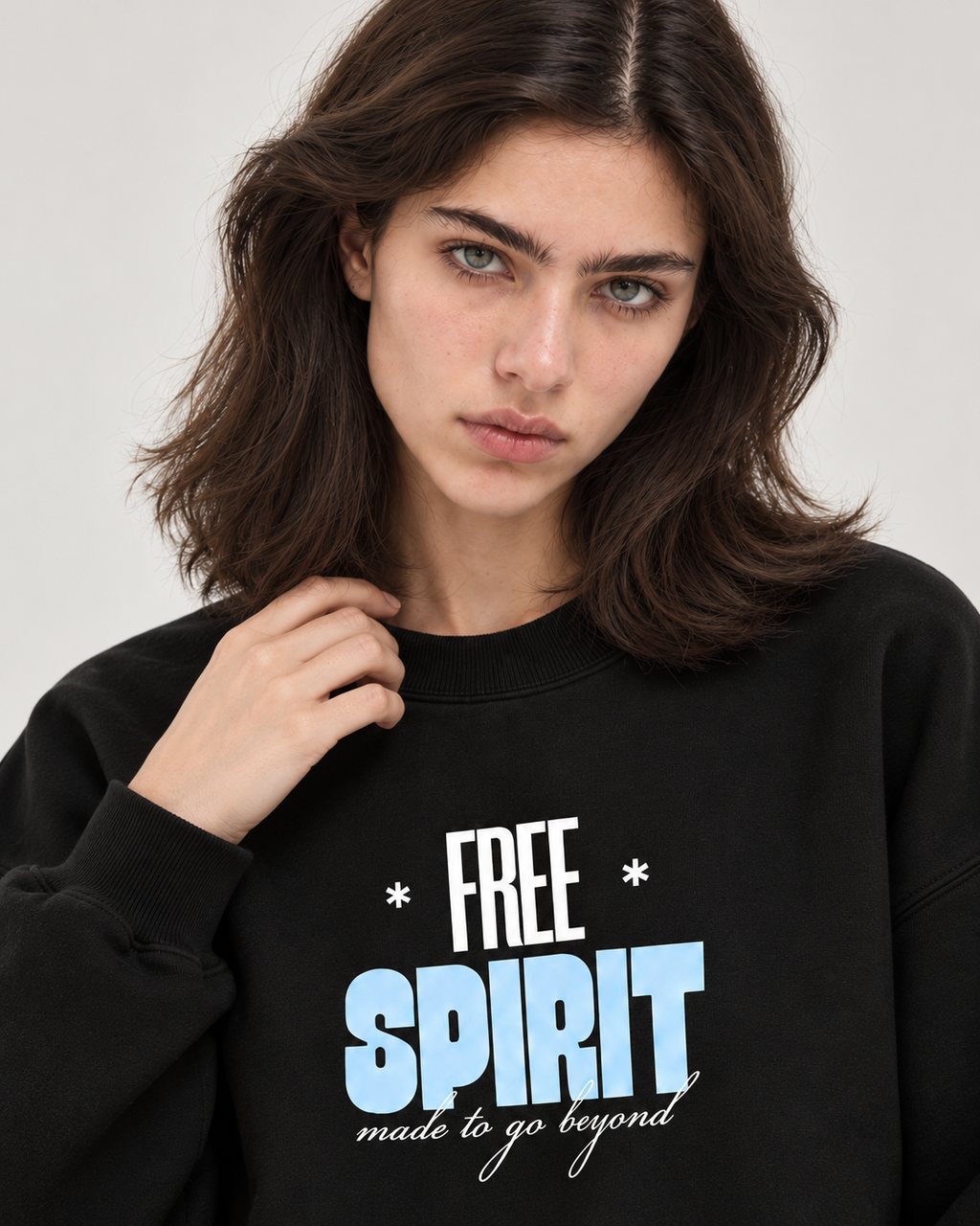 Free Spirit Crewneck Sweatshirt — Black