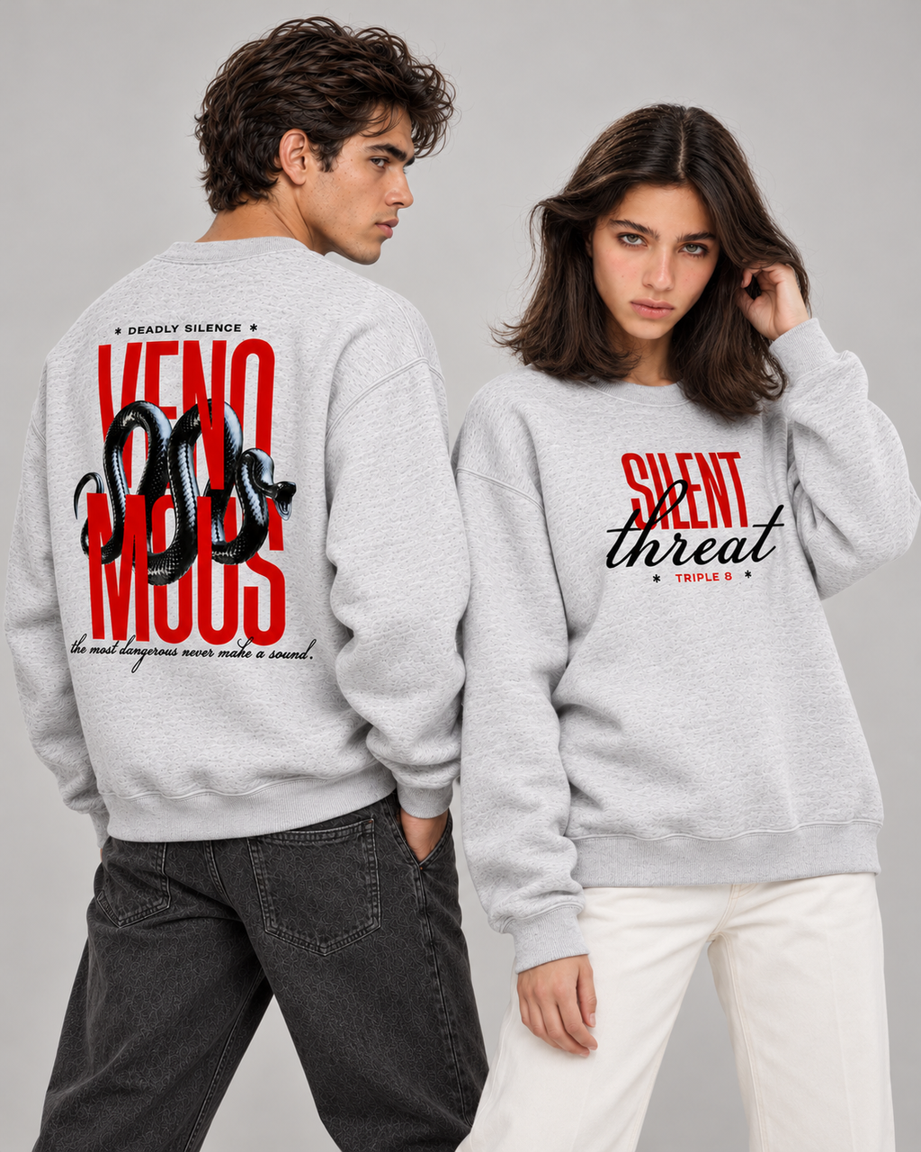 Silent Threat Crewneck Sweatshirt — Light Heather Grey