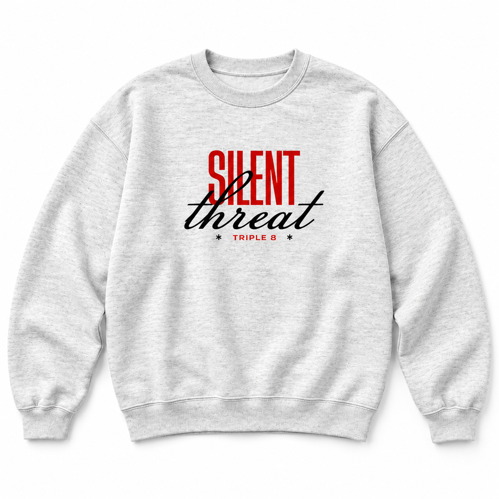 Silent Threat Crewneck Sweatshirt — Light Heather Grey