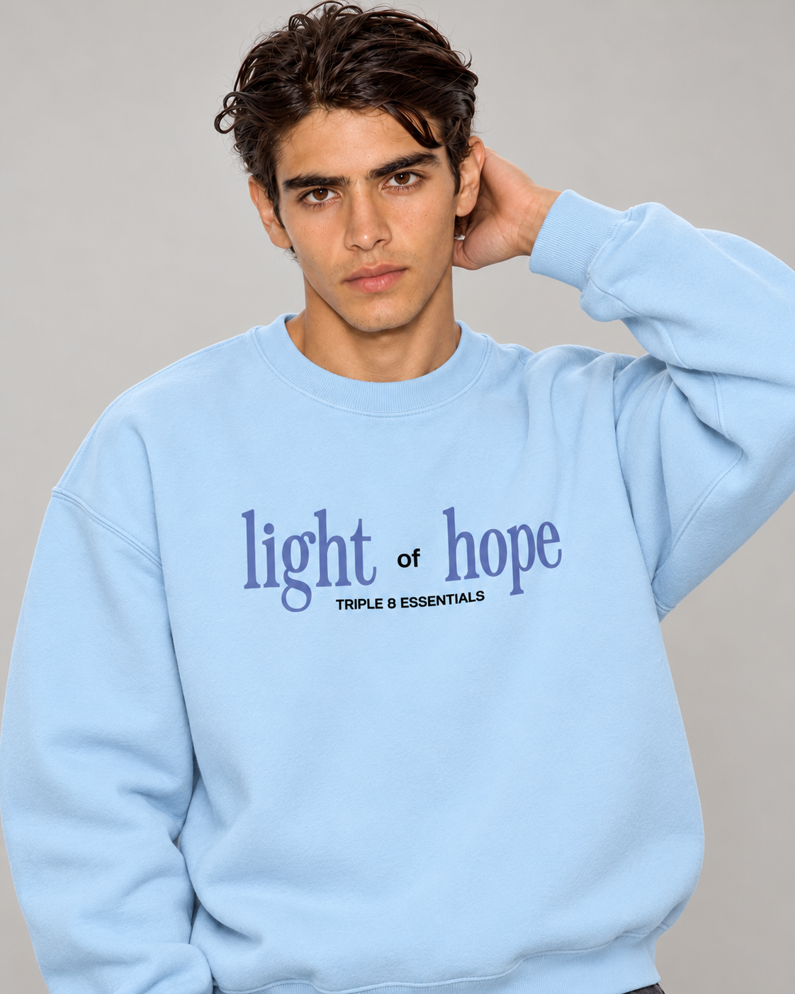 Light of Hope Crewneck Sweatshirt — Baby Blue