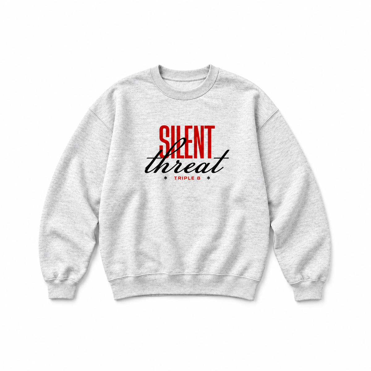 Silent Threat Crewneck Sweatshirt — Light Heather Grey