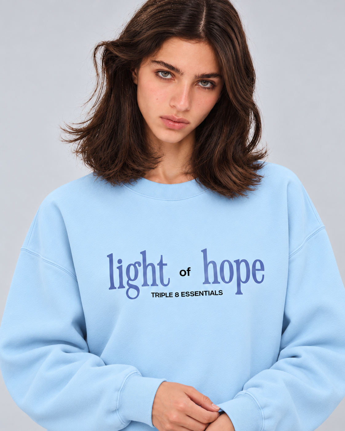Light of Hope Crewneck Sweatshirt — Baby Blue