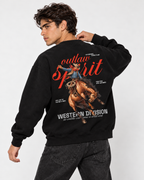 Outlaw Cowboy Crewneck Sweatshirt — Black