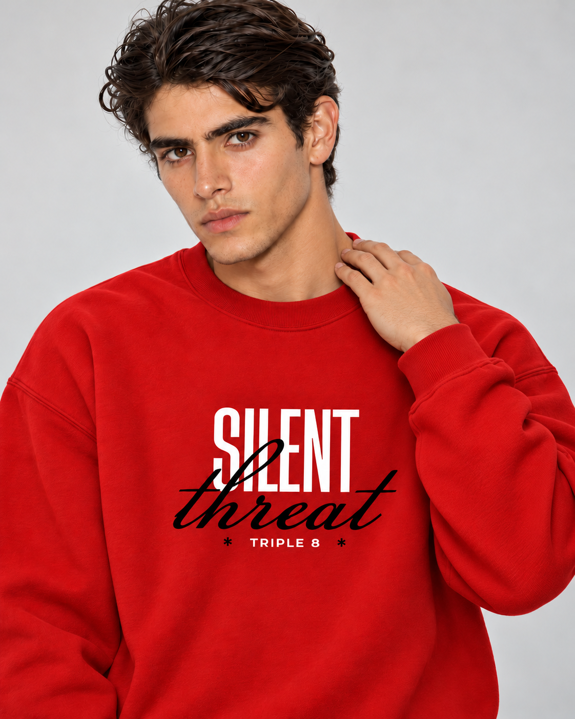 Silent Threat Crewneck Sweatshirt — Red