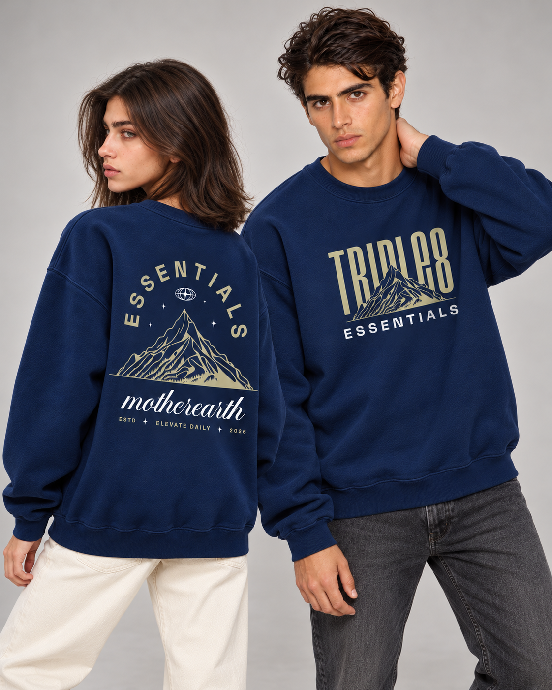 Mother Earth Crewneck Sweatshirt — Navy