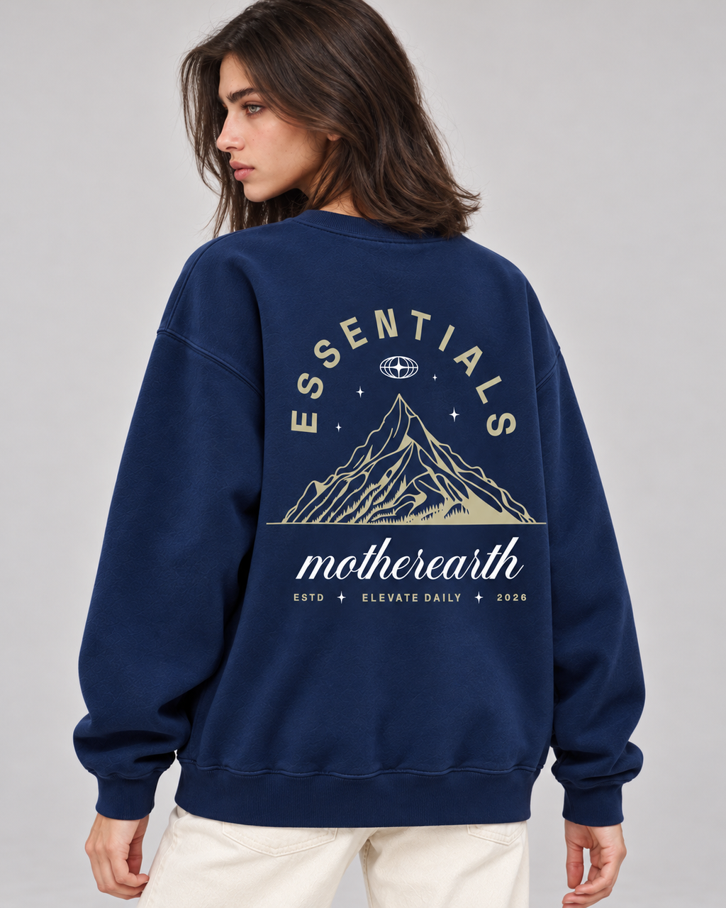 Mother Earth Crewneck Sweatshirt — Navy