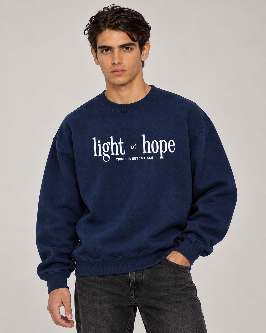Light of Hope Crewneck Sweatshirt — Navy