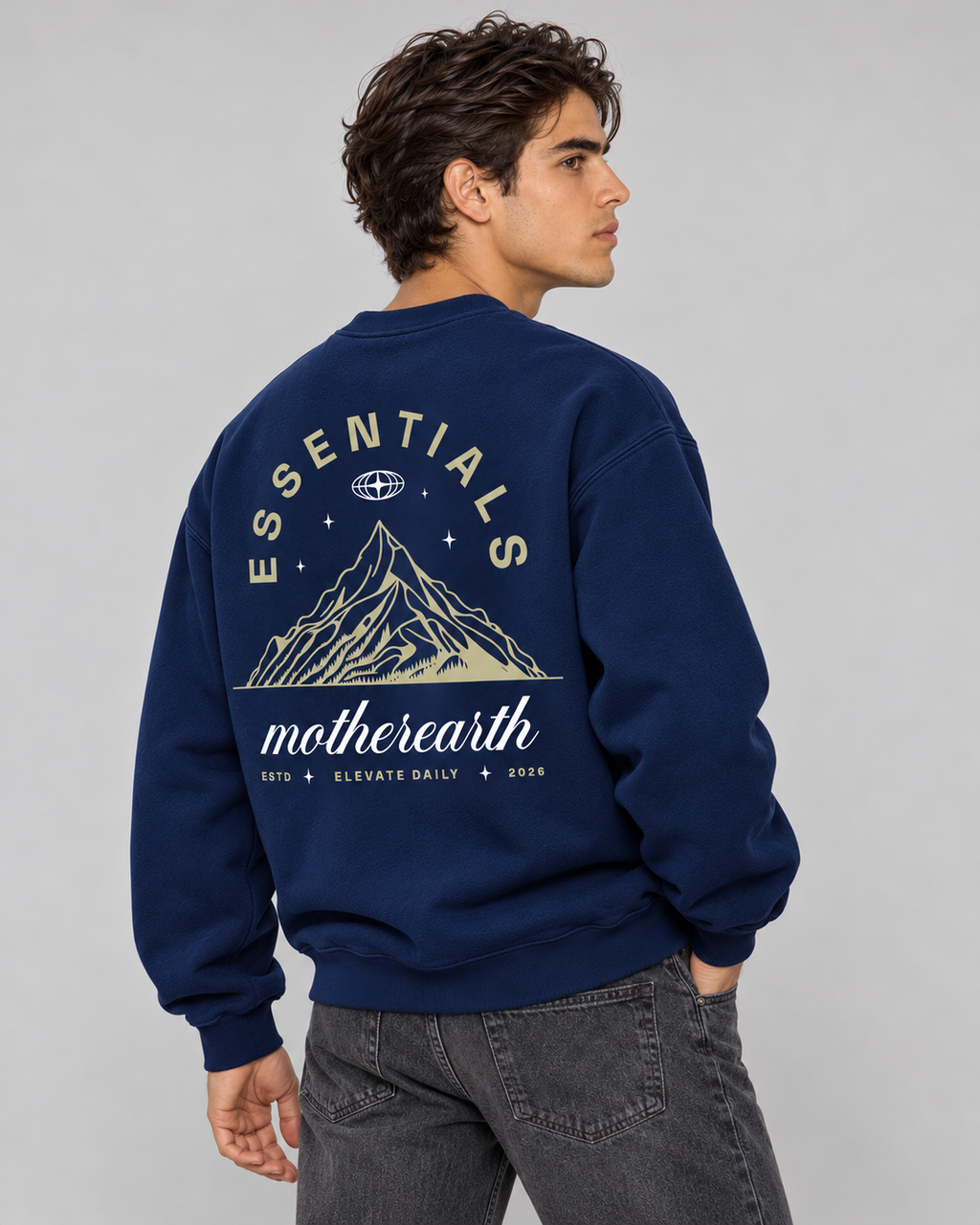 Mother Earth Crewneck Sweatshirt — Navy