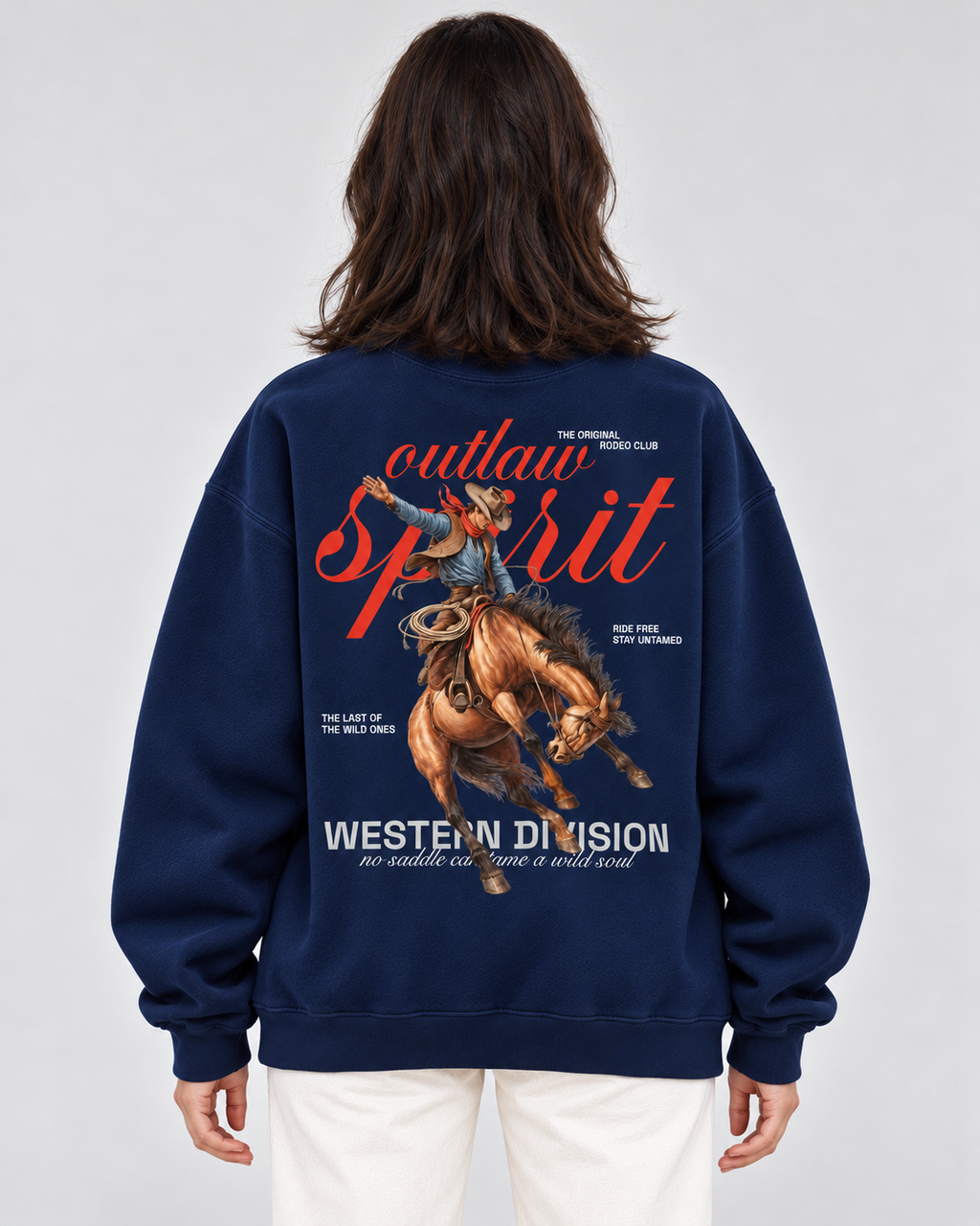 Outlaw Cowboy Crewneck Sweatshirt — Navy